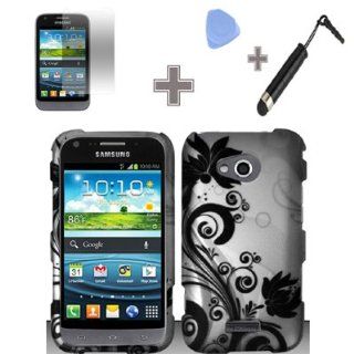 Rubberized Silver Black Cheetah Leopard Snap on Design Case Hard Case Skin Cover Faceplate with Screen Protector, Case Opener and Stylus Pen for Samsung Galaxy Victory 4G LTE L300   Sprint: Cell Phones & Accessories