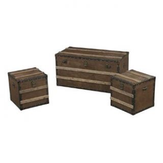 Sterling Industries 138 087/S3 Pelican Harbor   40" Trunk Set of 3, Dark Brown/Antique Brass/Natural Wood Finish with Leather Tone Fabric Shade: Home Improvement