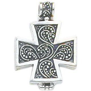 Sterling Silver Cross Locket Religious Jewelry: Locket Necklaces: Jewelry