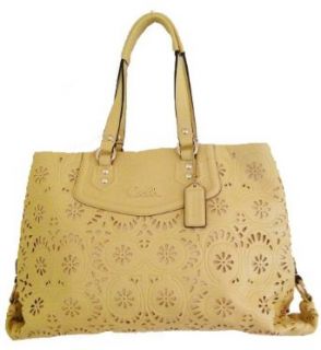 Coach Ashley Perforated Eyelet Lace Cut Signature Leather Carryall Bag 21883 Yellow: Top Handle Handbags: Shoes