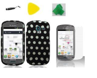 Polka Black Hard Case Phone Cover + Extreme Band + Stylus Pen + LCD Screen Protector + Yellow Pry Tool for Samsung Galaxy Exhibit T599N SGH T599: Cell Phones & Accessories
