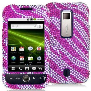 DECORO FDHWM860IMZ603E Premium Full Diamond Protector Case for Huawei M860/Ascend   1 Pack   Retail Packaging   Hot Pink And Silver Zebra: Cell Phones & Accessories