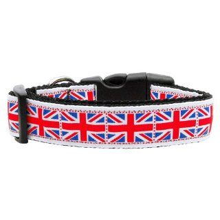 Mirage Pet Products Tiled Union Jack UK Flag Nylon Ribbon Collar for Pets, Medium : Dog Collars Uk : Pet Supplies
