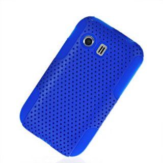 MOONCASE Hard Mesh Devise Silicone Skin Style Back Case Cover With Screen Protector for Samsung Galaxy Y S5360 Blue: Electronics