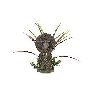Blue Ribbon Buddha Warrior w/Plants Decoration LG : Aquarium Decor Ornaments : Pet Supplies