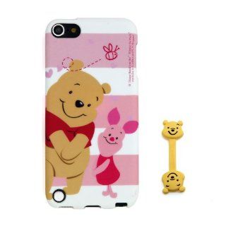 Euclid+   Pink Stripe Winnie the Pooh and Piglet Style TPU Soft Case Cover for Apple iPod Touch iTouch 5 5g 5th 5Generation with Winnie the Pooh Style Cable Tie  Players & Accessories