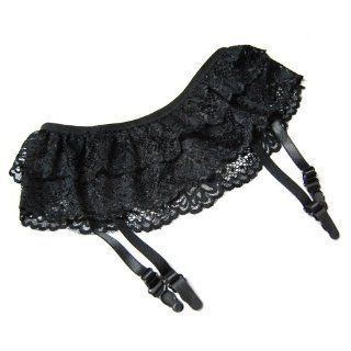 Black Sexy Lingerie Double Layer Lace Garter Belt Skirt Stocking Suspender: Health & Personal Care