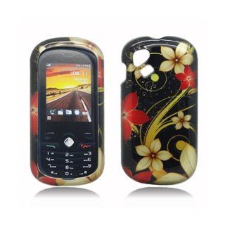 Black Red Flower Hard Cover Case for Alcatel One Touch OT 606A 606 Cell Phones & Accessories