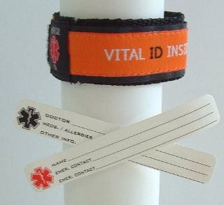 Kids! Adjustable Wrist Band Medical Alert ID Bracelet ~ Orange: Health & Personal Care