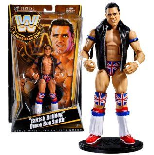 Mattel Year 2010 Series 3 World Wrestling Entertainment WWE Legends 7 Inch Tall Wrestler Action Figure   "British Bulldog" Davey Boy Smith with "Leather" Vest and Display Stand: Toys & Games