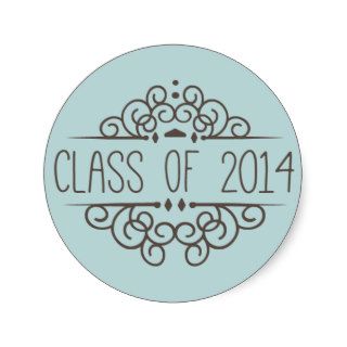 Class of 2014 Graduation Sticker Teal  Brown