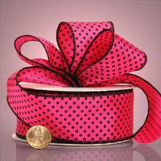 Pink And Black Mini Polka Dot Ribbon, 1 1/2" X 10Yd: