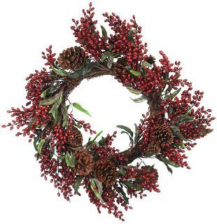 Exclusive 24" Eucalyptus Red Berry Christmas Wreath With Pine Cones  