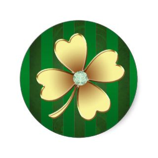 Pinstripe Gold Jeweled Shamrock Stickers