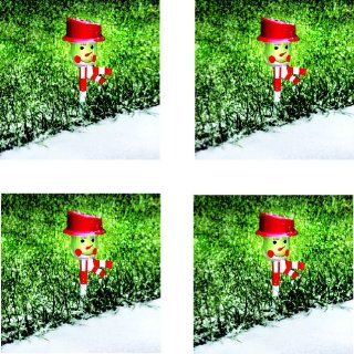 (Set of 4) Christmas Holiday Snowman Solar Powered Landscape Pathway Lights   String Lights