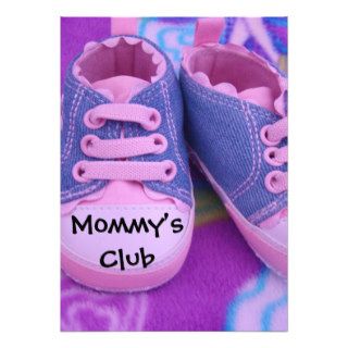 Mommy's Club invitations cards Pink Baby Shoes