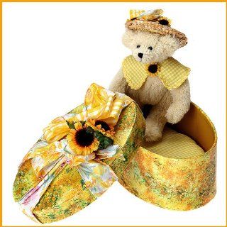 Ashton Drake Sunny Summer Hatbox Honeys Collectible Teddy Bear Plush Stuffed Animal Toy By Christy Firmage   With Sunflower Hatbox: Toys & Games