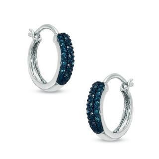 10 CT. T.W. Enhanced Blue Diamond Triple Row Hoop Earrings in