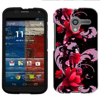 Motorola Moto X Red Flower on Black Phone Case Cover: Cell Phones & Accessories