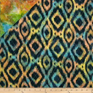 Double Sided Quilted Indian Batik Ikat Navy Fabric: