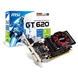 MSI NVIDIA GeForce GT 620 2GB GDDR3 VGA/DVI/HDMI Low Profile PCI Express Video Card N620GT MD2GD3/LP: Computers & Accessories