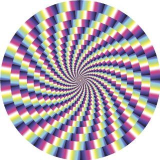 SPIRAL OPTICAL ILLUSION PINK PURPLE BLUE GREEN YELLOW BLACK WHITE Vinyl Decal Sticker Two in One Pack (4 Inches Wide)  