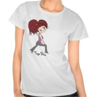 Cute Exercising Yoga Diva Cartoon T Shirt