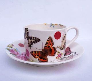 'garden tea party' pink cup and saucer by the art salon