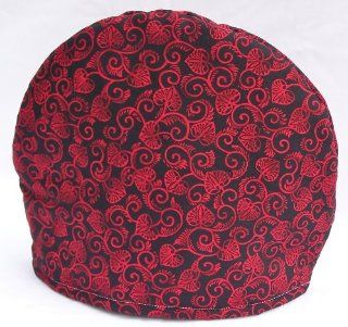 Handmade Red and Black Toile Print Fabric Tea Cozy Lined and Padded Cosy: Kitchen & Dining