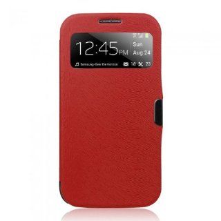 Ganbol Original New S View Case Smart Sleep Awake Flip Cover for Samsung Galaxy S4 i9500 Red: Cell Phones & Accessories
