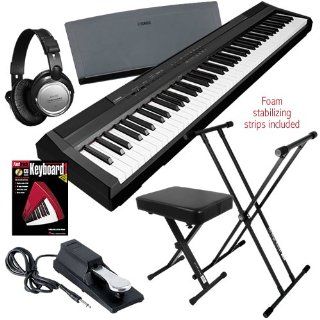 Yamaha P 105 Digital Piano ESSENTIALS BUNDLE w/ Stand, Pedal & Headphones: Musical Instruments