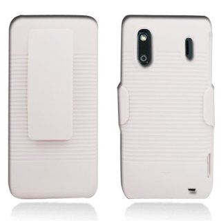 Aimo Wireless HTCKINGDOMPCBEC008 Shell Holster Combo Protective Case for HTC EVO Design 4G/Hero S with Kickstand Belt Clip and Holster   Retail Packaging   White: Cell Phones & Accessories