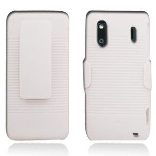 Aimo Wireless HTCKINGDOMPCBEC008 Shell Holster Combo Protective Case for HTC EVO Design 4G/Hero S with Kickstand Belt Clip and Holster   Retail Packaging   White Cell Phones & Accessories