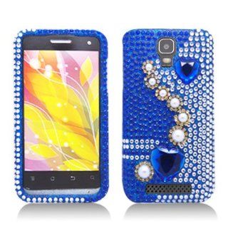 Aimo ZTEV8000PCLDI637 Dazzling Diamond Bling Case for ZTE Engage V8000   Retail Packaging   Pearl Blue: Cell Phones & Accessories