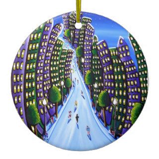 Purple Emerald City Whimsical Folk Art Christmas Ornament