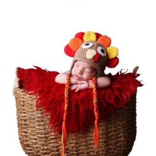 Melondipity Gobble Gobble Turkey Baby Hat   MultiColored Thanksgiving Beanie: Clothing
