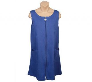 It Figures! Starfish Zip Cover Up Dress w/Front Pockets —