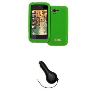 EMPIRE Verizon HTC Rhyme Neon Green Silicone Skin Case Cover + Retractable Car Charger (CLA) [EMPIRE Packaging]: Cell Phones & Accessories
