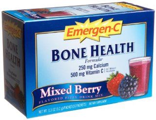 Emergen C Bone Health Vitamin C Fizzy Drink Mix, 500 mg, Mixed Berry, 0.3 Ounce Packets (Pack of 36): Health & Personal Care