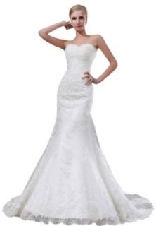 GEORGE BRIDE Sexy Mermaid Lace Over Satin Chapel Train Bridal Gowns at  Womens Clothing store