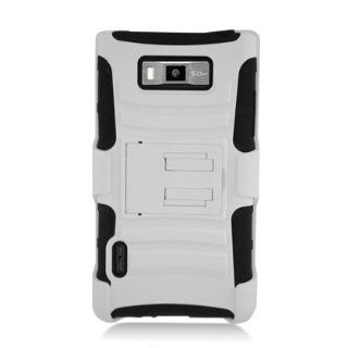 [ManiaGear] White/Black Combat Heavy Duty Case for LG Optimus Showtime L86C/L86G + ManiaGear Screen Protector Cell Phones & Accessories