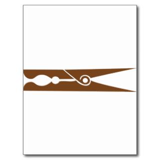 wooden 	clothespin icon postcard