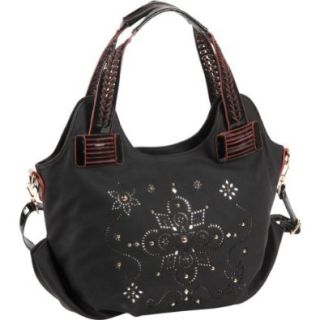 Nicole Lee Kiana Laser Cut Flower Mandala Larger Shoulder Bag (Black): Shoulder Handbags: Shoes