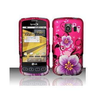 Purple Pink Flower Hard Cover Case for LG Optimus S LS670 Cell Phones & Accessories