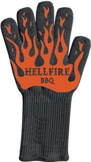 Hellfire BBQ Gloves Protect from Flames and Heat up to 666F  That's Devilishly Hot! Premium Barbecue and Kitchen Heat Resistant Mitt has 5 Flexible Fingers for Grill, Smoker, Oven Baking, Fireplace, or Withstanding Eternal Torment! Non slip Silicone Gr