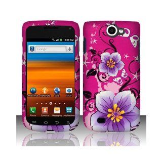 Purple Pink Flower Hard Cover Case for Samsung Galaxy Exhibit 4G SGH T679 Cell Phones & Accessories