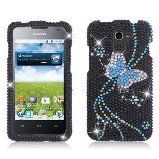 Aimo HWM931PCLDI674 Dazzling Diamond Bling Case for Huawei Premia M931   Retail Packaging   Butterfly Black: Cell Phones & Accessories