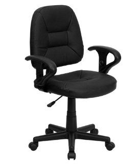 Shop Flash Furniture BT 682 BK GG Mid Back Black Leather Ergonomic Task Chair with Arms at the  Furniture Store