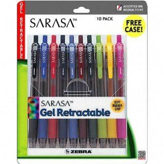 Zebra Sarasa Roller Ball Retractable Gel Pen, Asstored Ink, Medium Point, 10 per Pack, ST   ZEB46881 : Gel Ink Rollerball Pens : Office Products