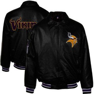 NFL Minnesota Vikings Fashion Faux Leather Jacket   Black  Sports Fan Outerwear Jackets  Sports & Outdoors